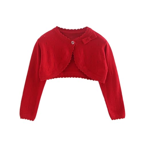 Little Girls' Long Sleeve Bolero Cardigan Shrug Bow Bolero Jacket Shrug Short Cardigan Dress Cover ups