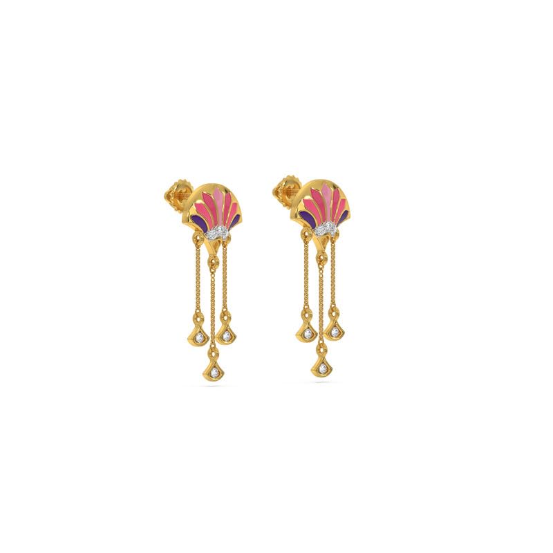 Image of Kisna 14 KT Finlo Yellow Gold Natural Diamond Earrings For Women