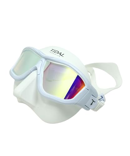 Tidal Glide Freedive Mask - Low Volume mask Designed for Freediving, Spearfishing, and Snorkeling. Anti-Fog Freediving mask. (White with Tinted Lens)
