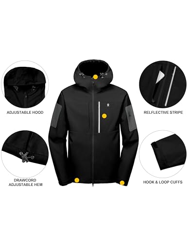 Little Donkey Andy Men's Softshell Jacket with Hood, Fleece Lined Winter Jackets for Hiking, Windproof Water-resistant3