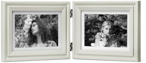 Double 5X7 Picture Frames Hinged Folding Photo Frames, White