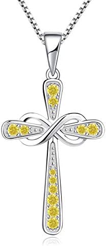 JO WISDOM Women Necklace,925 Sterling Silver AAA Cubic Zirconia Infinity Cross Crucifix Celtic Pendant Necklace,Jewellry for Women