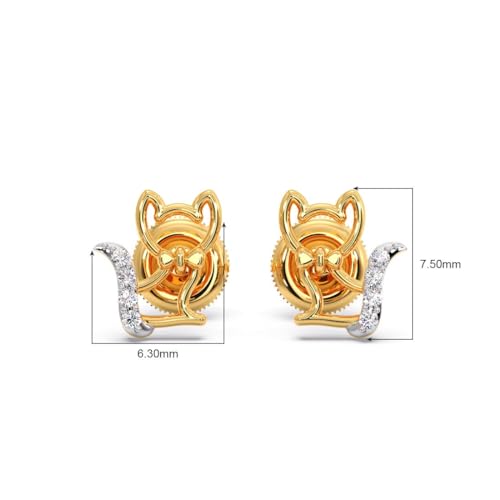 CANDERE - A KALYAN JEWELLERS COMPANY 18K BIS Hallmark Pure Yellow Gold and certified SIIJ Real Diamond Stud Earring for Kids with Screw Back closure - Image 4
