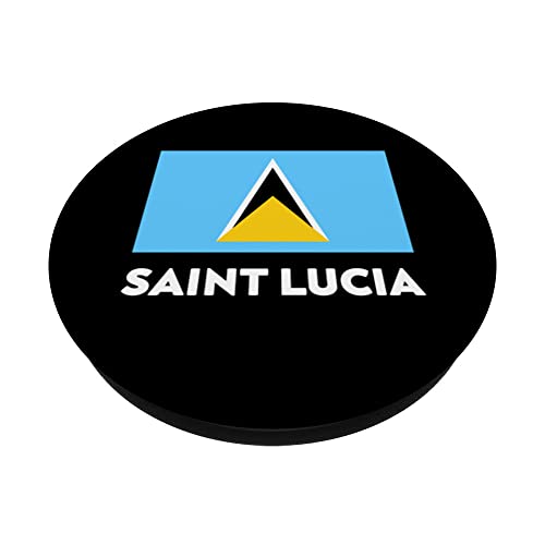 Saint Lucia Flag (St. Lucia) PopSockets Swappable PopGrip, Black - Image 2
