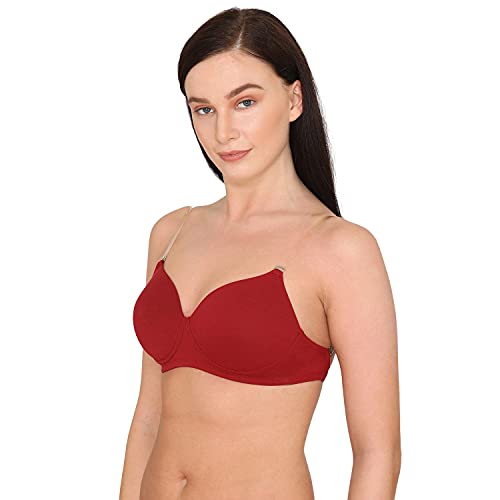 Image of Zivame Beautiful Basics Padded Non Wired 3 /4th Coverage Backless Bra for Women - Sundried Tomato
