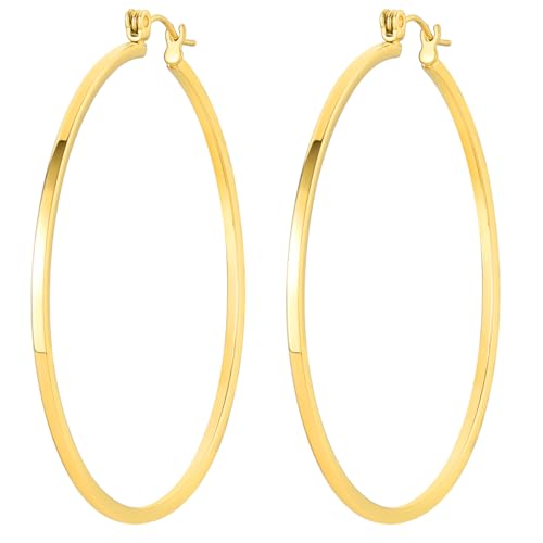 14K Gold Hoop Earrings for Women Stunning Oversized Gold Hoop Chunky Earrings for Women Elegant Thin Gold Hoops 50mm