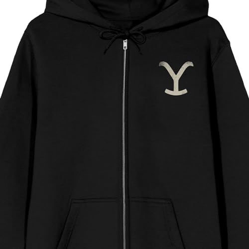 Bioworld Yellowstone Logo Long Sleeve Men's Black Zip-Up Hooded Sweatshirt2