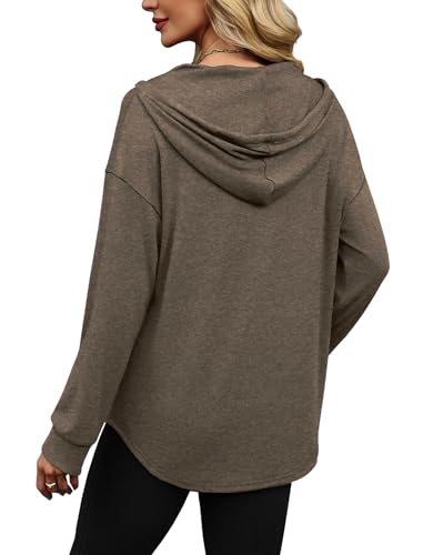 Image of Sampeel Hoodies for Women Trendy Fall Fashion 2025 V Neck Oversized Sweatshirt Plus Size Tops Clothes