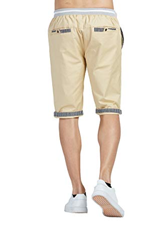Tansozer Men's Shorts Casual Classic Fit Drawstring Summer Beach Shorts with Elastic Waist and Pockets (Khaki, Medium)