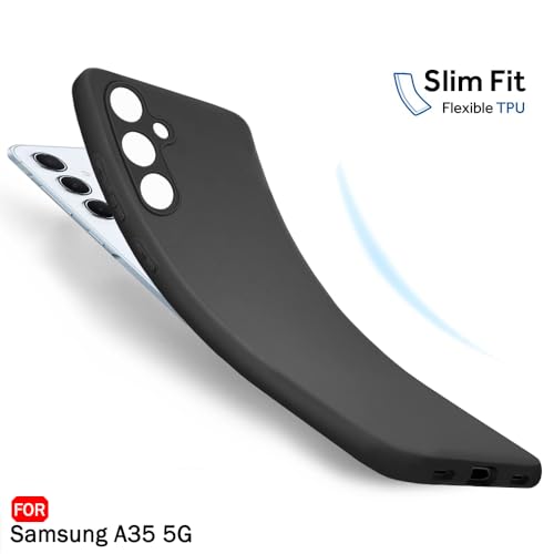 Image of TheGiftKart Sleek Back Cover Case for Samsung Galaxy A35 5G | Slim Fit Protective Design | Ultra Matte Finish | Camera Protection Bump | Soft Silicon Back Cover Case for Samsung A35 (Silicone, Black)