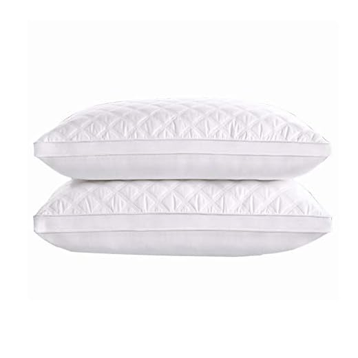 Kudde, hotellkudde, supermjuk hotellkvalitet 100 % bomull vit polyesterfiber kudde vit 48 x 74 cm x 2-pack. (vit kant)