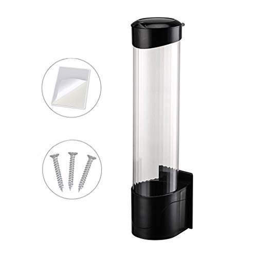Water Dispenser Cup Holder Wall Mounted Space Saving Cup Dispenser Transparent Dustproof Cup Organizer Rack Perfect for Paper Plastic Cup Diameter 5-7.5cm,for Office, Home, School, Restaurant Use