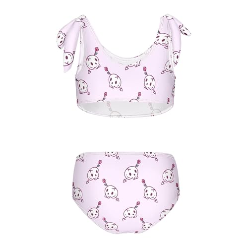 Toddler Girls Bikini Set Gothic Skeleton Rose Swimsuits Kid Bowknot Swimwear 2 Piece Bathing Suit 3-12T2