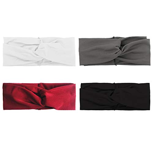 LOVINO Women's Headbands Boho Floal Headband Cross Elastic Hair Band Head Bands Head Wrap Accessories Headbands for Women 4 Pack E