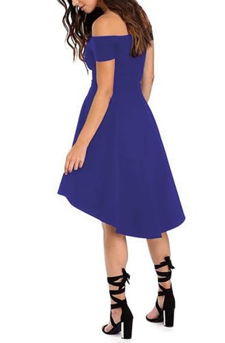 Image of Sarin Mathews Womens Off The Shoulder Short Sleeve High Low Cocktail Skater Dress