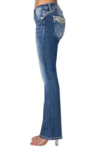 Miss Me Women's Desert Spirit Faux Flap Pocket Mid-Rise Bootcut Jeans3
