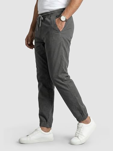 Image of Beyoung Cotton Solid Elastic with Drawstring Cargo Joggers for Men | Regular Fit | 2 Spacious Pockets | Smooth Texture
