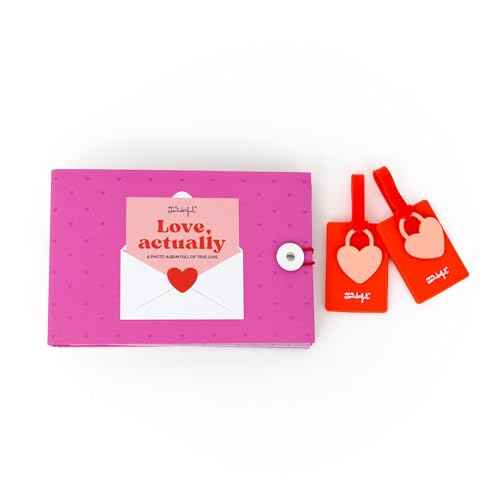 Mr. Wonderful – Set de Álbum de Fotos de Viaje + 2 Identificadores de Maleta “Love, Actually” – 64 Páginas y 8 Hojas de Pegatinas – Regalo Romántico