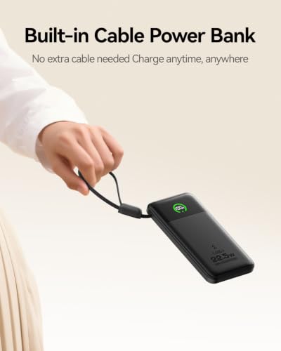 MOVESPEED 10000mAh USB-C Power Bank,22.5W Fast Charging,Built-in Cable Strp - image 4