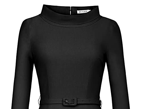 MUXXN Women's 1950s Vintage 3/4 Sleeve Elegant Collar Cocktail Evening Dress3