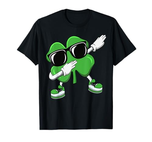 Dabbing shamrock festa di san patrizio divertente ragazzi ragazze bambini dab maglietta