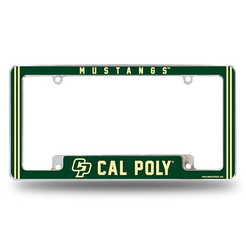 Rico Industries NCAA Cal Poly Mustangs 12 x 6 Chrome All Over Automotive License Plate Frame for Car/Truck/SUV