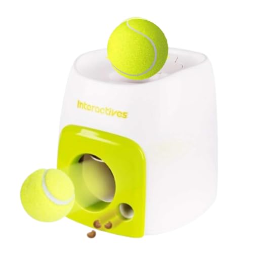 Cyrank Lanzador automático de Pelota para Perro, Máquina interactiva de Lanzamiento de Pelota de Tenis para, Juguete de enriquecimiento para Uso Interior, Lanzador automático de Pelota para Perro