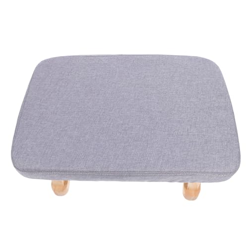 WOFASHPURET Banco Multifuncional Pequeño de Madera Patas de Madera Maciza y Tapizado de Tela Gris, Taburete Reposapiés para Sala, Baño y Meditación, Adecuado para Dormitorio y Entrada