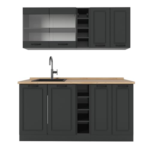 Vicco Singleküche R-Line, Anthrazit Landhaus/Anthrazit, 160 cm ohne Arbeitsplatte Vicco Singleküche R-Line, Anthrazit Landhaus/Anthrazit, 160 cm ohne Arbeitsplatte