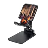 STVYUKL Cool - Soporte plegable para teléfono celular para guitarra eléctrica, ángulo ajustable, altura ajustable, soporte portátil para teléfono de escritorio, compatible con todos los teléfonos