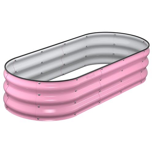 Winpull Raised Garden Bed Kit 5x2x1 ft Galvanized Planter Box Outdoor with Safety Edging Large Metal Raised Beds for Gardening Vegetables Flower Fruits (Blush Pink)