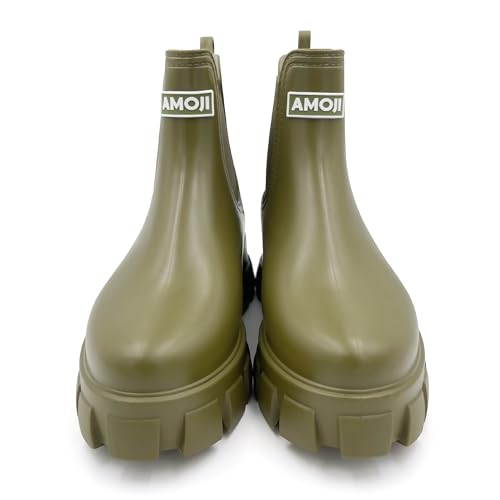 Image of Amoji Unisex Ankle Chelsea Rain Platform Rubber Waterproof Boots 917