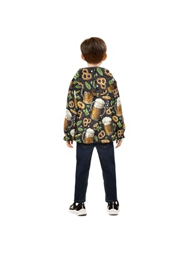 Beer Glass Black Background Girls Fleece Jacket Girls Fall Jacket Boys Coats Zip Up Hoodie Children Outerwear 2-10T4