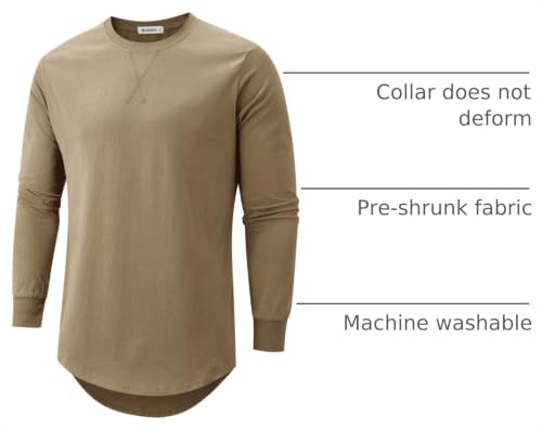 Image of KLIEGOU Men's 100% Cotton Longline T-Shirt, Pre-Shrunk Soft