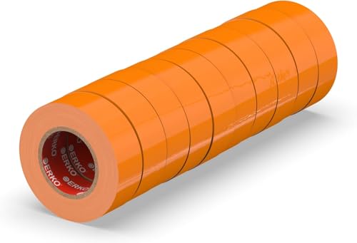 Cinta aislante para reparar cables eléctricos dañados ERKO de PVC naranja 15mm x 10m