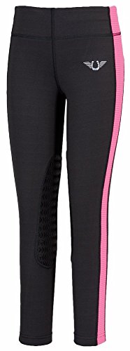 TuffRider Children's Ventilated Schooling Riding Tights|Color-Charcoal/NeonPink|Size-Large
