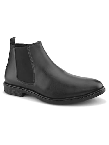 Image of STANPHORD Men's Chelsea Boot | Synthetic Leather | Slip-On | Cushioned Insole | Casual Wear | Black | Brown | 36052126