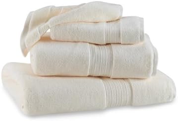 Lujoso juego de 6 toallas peinadas de algodón egipcio de lujo, color marfil sólido