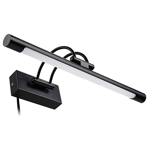 LEONLITE LED Picture Light for Paintings, Full Metal Artwork Lamp with Swivel Lamp Head, 8W (40W Eqv.), Plug-n-Play & Hardwire, 3000K Warm White, CRI90+, Arc Arm, 560lm, Black Picture lamp