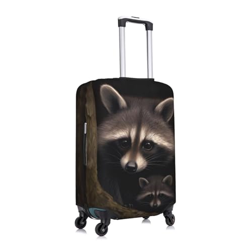 Cute Raccoon Travel Luggage Cover Fits 18-32 Inch Luggage, Elastic Suitcase Cover Protector with Concealed Zipper for Wheeled Suitcase Tsa Approved3