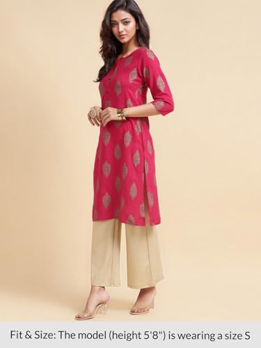 Image of rangita Women Rayon Straight Fit Knee Length Printed Straight Kurti | Kurta