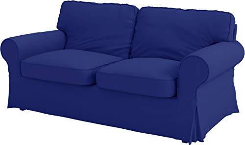 The Ektorp Two Seater Sofa Bed Cover Replacement is Custom Made for IKEA Ektorp 2 Seater Sleeper Only, A Quality Sofa Slipcover Replacement (Polyester Flax Blue)