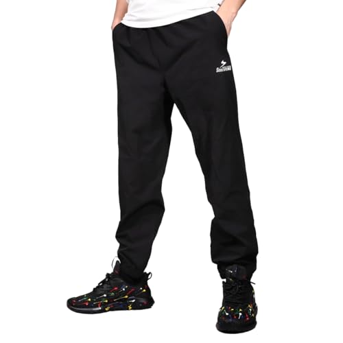 Mens Black Jogger Sweatpants Quick Dry Running Gym Workout Athletic Track Pants with Pockets M