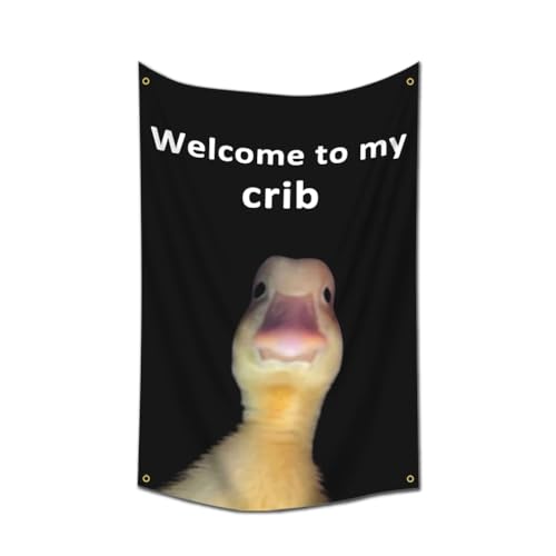 Big Welcome to My Crib Tapestry 5x3 Ft Funny Flags for Bedroom Durable...