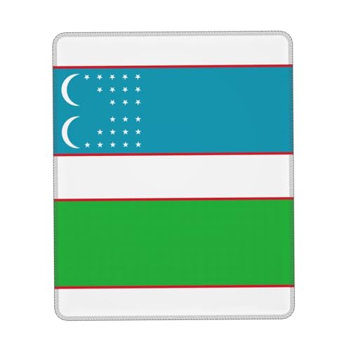 Drapeau de la République d'Ouzbékistan Tapis de souris imprimé confortable - Base antidérapante en cuir PU, design lisse et moderne pour le bureau, la maison 19 x 24 cm