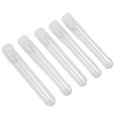 Jkjhbhged 100Pcs Clear Plastic Test Tubes with White Screw Caps Sample Containers Bottles Push Caps 12X75mm