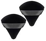 WROLY Triangle Puff 4 Pcs for Pressed Powder, Soft & Resuable Foundation Sponge With Strap, Makeup Sponge Perfect For Dry & Wet Makeup (Black + Black)