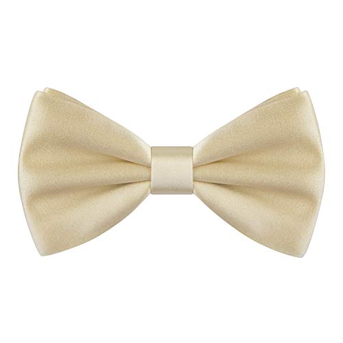 Image of Bow Tie House Real Silk Classic Pre-Tied Bow Tie Formal Solid Tuxedo with Gift Box