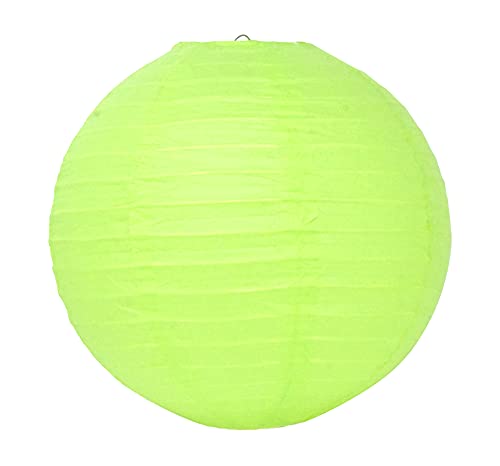 Image of Mudra Crafts 12 Inch Round Chinese Lime Green Paper Lanterns Hanging Decor | 10 PCs, Reusable, Indoor Outdoor Decorative Lamp Shade, for Ceiling, Wedding, Shower, Party, Festival, Home Decoration