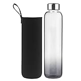 botella agua vidrio chile ELEGANTE Y PORTATIL: Nuestro diseño elegante hace que la botella de agua de vidrio tenga tener un compañero de viaje ideal y una apariencia elegante. La funda de neopreno suave con asa ofrece un agarre seguro y ayuda a proteger contra la rotura.